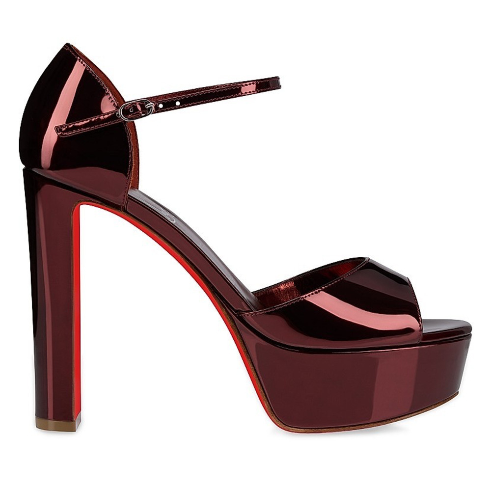 Christian Louboutin Sandaloo 130 Palio Red Platform Block Heel Sandal Pump 40 - Picture 3 of 16